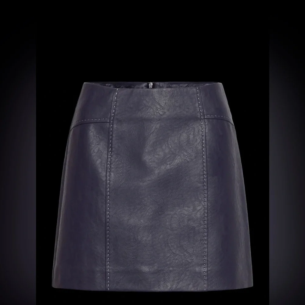 EUROPEAN FASHION: BAUM UND PFERDGARTEN Blue leather Mini Skirt - Picture 4 of 6